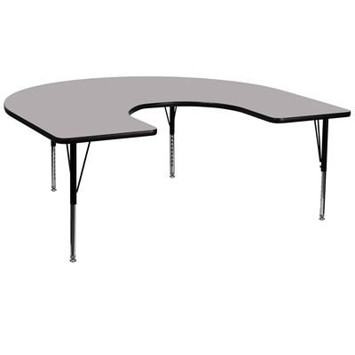 Flash Furniture XU-A6066-HRSE-GY-T-P-GG Horseshoe Shaped Activity Table - 66"L x 60"W, Laminate Top, Gray