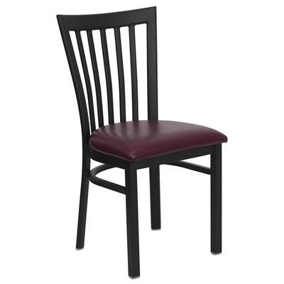 Flash Furniture XU-DG6Q4BSCH-BURV-GG Restaurant Chair w/ Schoolhouse Back & Burgundy Vinyl Seat - Steel Frame, Black