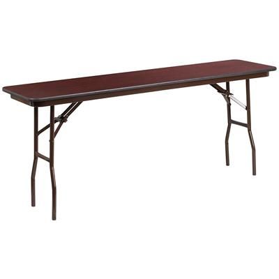 Flash Furniture YT-1872-HIGH-WAL-GG Rectangular Folding Table w/ High Pressure Mahogany Laminate Top - 72"W x 18"D x 30"H, Brown