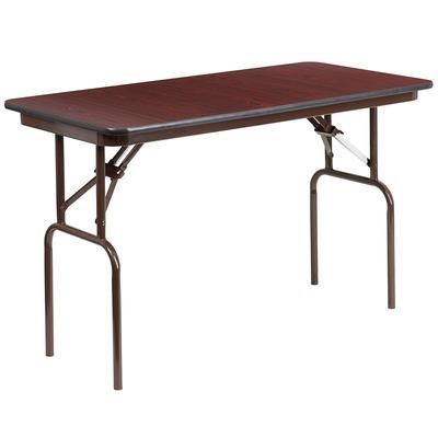 Flash Furniture YT-2448-MEL-WAL-GG Rectangular Folding Table w/ Mahogany Laminate Top - 48"W x 24"D x 30"H, Brown