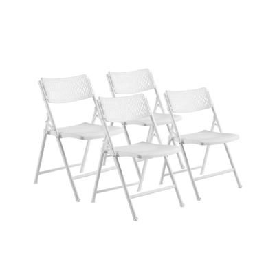 National Public Seating 1421 Folding Chair w/ White Plastic Back & Seat - Steel Frame, White