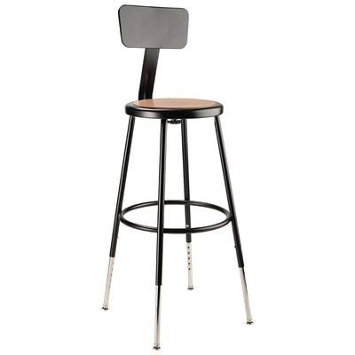 National Public Seating 6224HB-10 Round Stool w/ Solid Back & Masonite Board Seat, Black