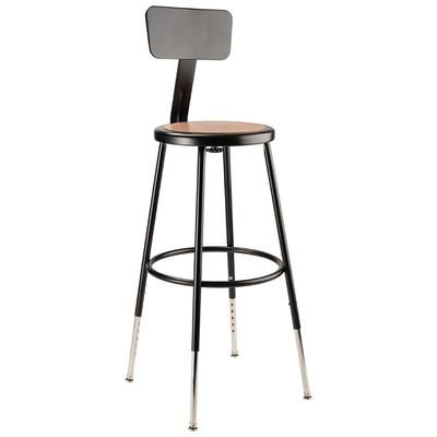 National Public Seating 6224HB-10 Round Stool w/ Solid Back & Masonite Board Seat, Black