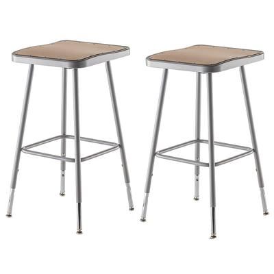 National Public Seating 6324H Square Backless Stool w/ Masonite Board Seat, Gray