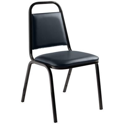 National Public Seating 9104-B Stacking Chair w/ Midnight Blue Vinyl Back & Seat - Steel Frame, Black