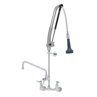T&S B-0133-12-CRB8P 38 7/16"H Wall Mount Pre Rinse Faucet - 1 7/100 GPM, Base with Nozzle, Stainless Steel