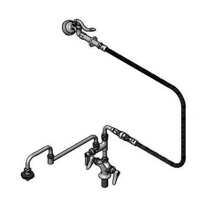 T&S B-0179 12"H Deck Mount Pre Rinse Faucet - 1.15 GPM, Base with Nozzle, Stainless Steel