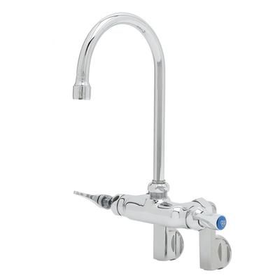 T&S B-0340 Splash Mount Faucet - 5 1/2" Gooseneck Spout, Adjustable Centers