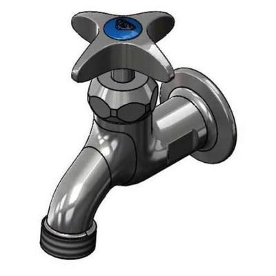 T&S B-0702-CR Wall Mount Single Temperature Sill Faucet w/ 4-Arm Handle, Cerama Cartridge, Chrome