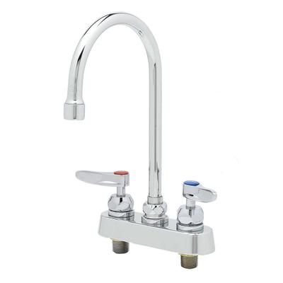 T&S B-1141-CR Deck Mount Faucet - 5 3/4" Swivel Gooseneck Spout, 4" Centers, Chrome