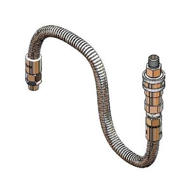 T&S B-1433-03 20" Flex Hose Assembly w/ 3/8" Male/Male Connections - 3/8" Male Connections, Silver