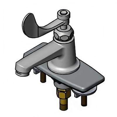 T&S B-2460 Deck Mount Lavatory Faucet w/ 4" Wrist Action Handle, Chrome-Plated Brass