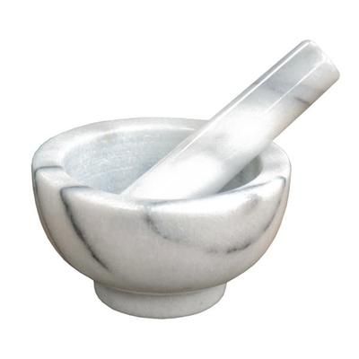 Winco MPS-42W 4 1/2" Mortar and Pestle Set, Marble, White