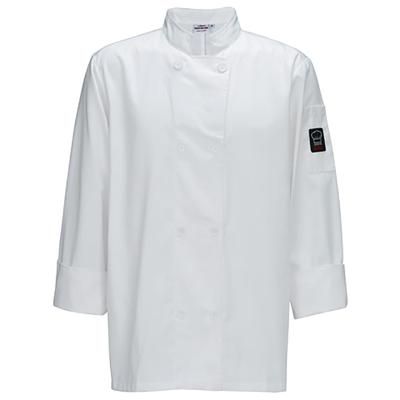 Winco UNF-6WS Mulholland Chef's Jacket w/ Long Sleeves - Poly/Cotton, White, Small