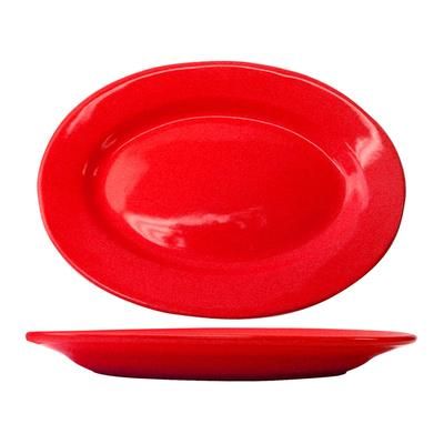 ITI CA-51-CR 15 1/2" x 10 1/2" Oval Cancun Platter - Ceramic, Crimson Red, 1 Dozen