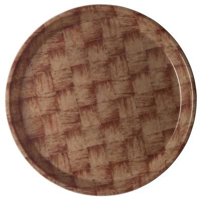 Cambro 1600301 16" Round Serving Camtray - Fiberglass, Dark Basket Weave, Dark Basketweave, Brown
