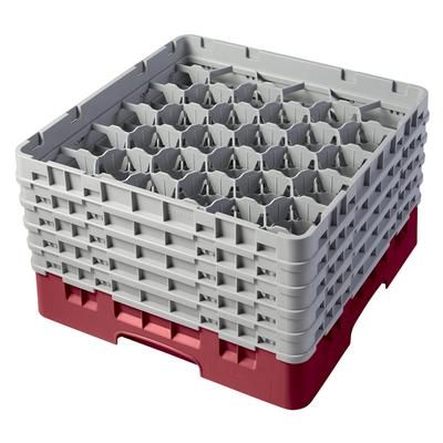 Cambro 30S958416 Camrack Glass Rack w/ 30 Compartments - 30 Gray Extenders, Cranberry, 5 Soft Gray Extenders, Full Size, Red, Case of 2