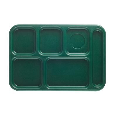 Cambro BCT1014119 Plastic Rectangular Tray w/ 6 Compartments, 10" x 14 1/2", Sherwood Green, ABS Plastic