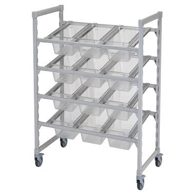 Cambro CPM244867FX1480 Mobile Flex Station Unit w/ 4 Open Shelves - Steel/Poly, Speckled Gray, 24" x 48"