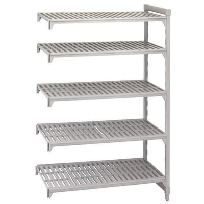 Cambro CPA184872V5480 Camshelving Premium Vented Add-On Shelving Unit - 4 Shelves, 48"L x 18"W x 72"H, 5 Vented Shelves, Gray