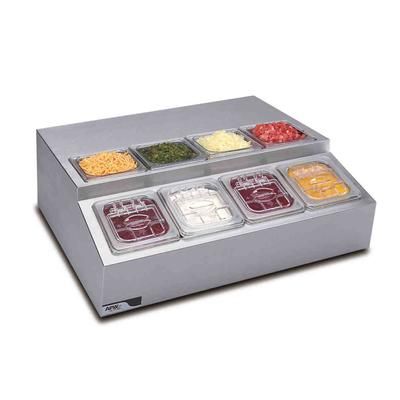 APW Wyott RTR-8 28 7/10" Countertop Refrigerated Prep Rail - Hinged Lid, Stainless Steel, 120 V