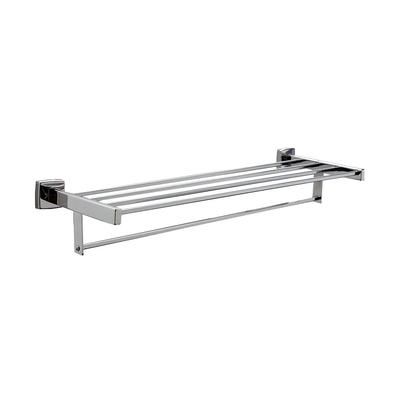 Bobrick B-676X24 24" Surface Mounted Towel Shelf w/ Bar, Square, Stainless Steel, Towel Bar, Stainless Steel