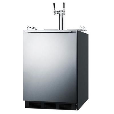 Summit SBC58BLBIADAWKDTWIN 24" Kegerator Wine Dispenser w/ 1 Keg Capacity - 1 Column, Black, 115v, Silver