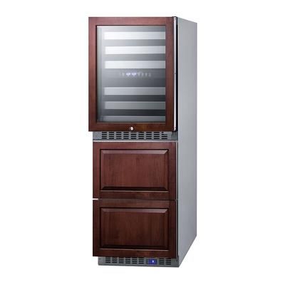 Summit SWCDAF24PNR 23 5/8" Commercial Wine Cooler/Drawer Freezer Combo w/ 2 Zones - 46 Bottle Capacity, 115v, Silver