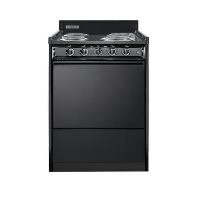 Summit TEM610C 24"W Electric Stove w/ 4 Burners - Black, 220v/1ph