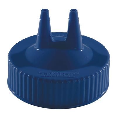 Vollrath 2300-44 Twin Tip Squeeze Bottle Replacement Cap - Wide Mouth, 16 32 oz, Blue, 1 Dozen