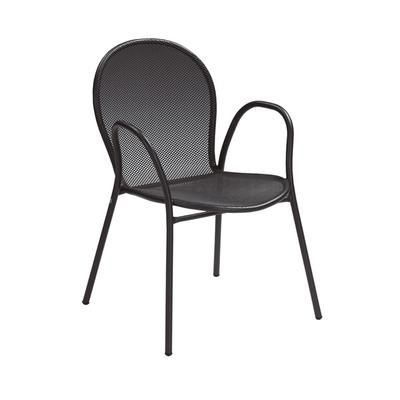 emu E116HDQS (E204) Ronda Heavy Duty Indoor/Outdoor Stackable Armchair - Steel, Black, Powder Coated Steel, Antique Black