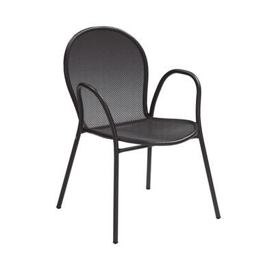 emu E116HDQS (E204) Ronda Heavy Duty Indoor/Outdoor Stackable Armchair - Steel, Black, Powder Coated Steel, Antique Black