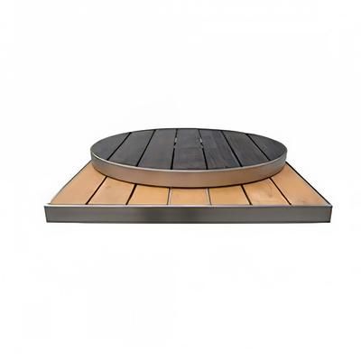 emu A1482 (24-400) 35" Round Sid Outdoor Table Top - Aluminum, Gray w/ Black Edge, 35" Diameter, Wood Look