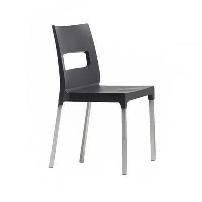 emu B9008 (22) Olly Indoor/Outdoor Stackable Side Chair - Black Plastic w/ Aluminum Frame, Polypropylene/Aluminum
