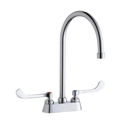 Elkay LK406GN08T6 Deck Mount Faucet w/ 8" Gooseneck Swing Spout & 6" Wrist Blade Handles - 4" Centers, Chrome