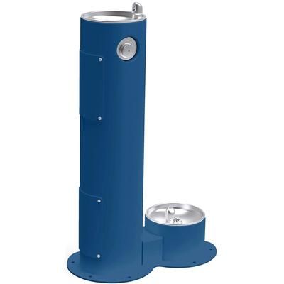 Elkay LK4400DBBLU Outdoor Pedestal Drinking Fountain w/ Pet Fountain - Non Refrigerated, Blue