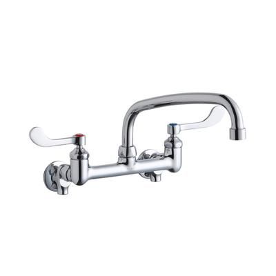 Elkay LK940AT10T4S Splash Mount Faucet w/ 10" Arched Swing Spout & 4" Wrist Blade Handles - 8" Centers, Chrome