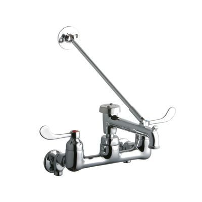 Elkay LK940BP07T4S Splash Mount Faucet w/ 7" Polished Bucket Hook Spout & 4" Wrist Blade Handles - 8" Centers