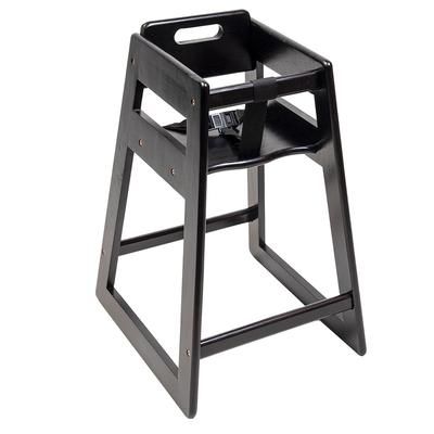 CSL 900BL 27" Wood Stackable High Chair w/ Waist Strap - Rubberwood, Black