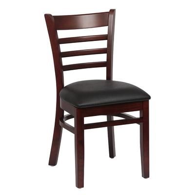 Royal Industries ROY 8001 W BLK Side Chair w/ Ladder Back & Black Vinyl Seat - Beechwood Frame, Walnut Finish