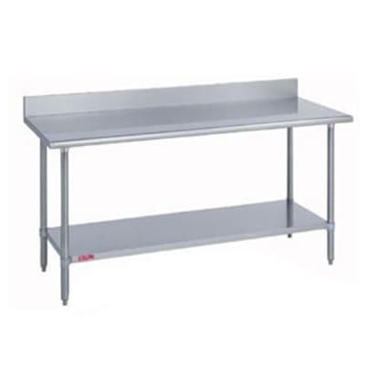 Duke 314S-3684-5R 84" 14 ga Work Table w/ Undershelf & 300 Series Stainless Steel Top, 4 3/5" Backsplash