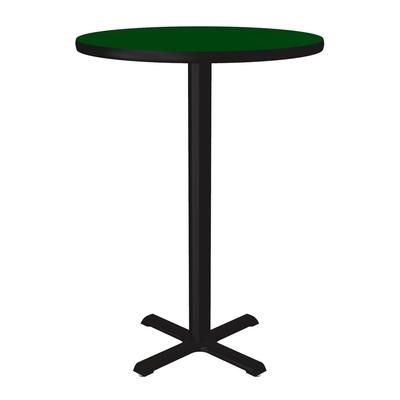 Correll BXB30R-39-09-09 30" Round Bar Height Table - Green Laminate Top, Cast Iron Base