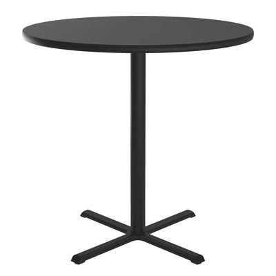 Correll BXB42R-07-09-09 42" Round Bar Height Table - Black Granite Laminate Top, Cast Iron Base