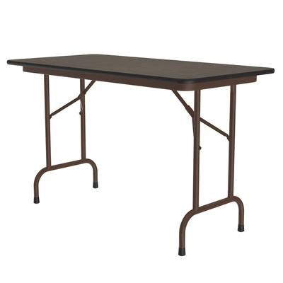 Correll PC2448P-01 48" Rectangular Folding Table w/ Walnut Plywood Top, 29"H, Black