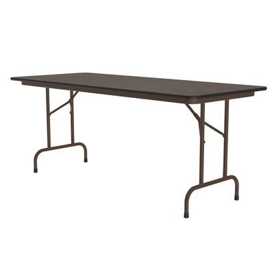 Correll PC3072P-01 72" Rectangular Folding Table w/ Walnut Plywood Top, 29"H, Black