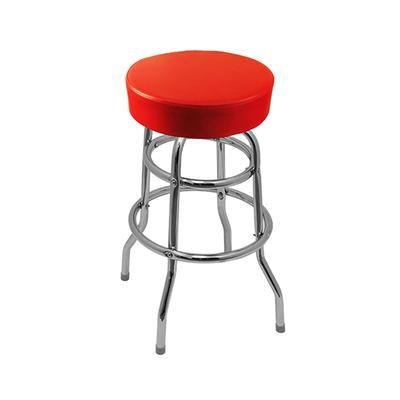 Oak Street SL2129-RED Backless Commercial Bar Stool w/ Red Vinyl Seat, Chrome