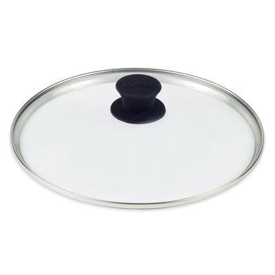 Lodge GL10 10 7/16" Round Tempered Glass Lid w/ Silicone Knob, 10.25" Cookware, Clear