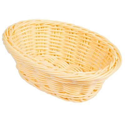 GET WB-1504-N Oval Bread & Bun Basket, 9" x 6 3/4", Polypropylene, Natural, Beige