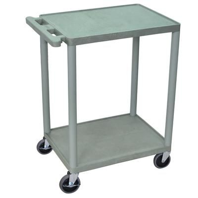 Luxor HE32-G 2-Level Polymer Utility Cart w/ 400-lb Capacity, Raised Ledges, Gray