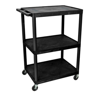 Luxor LE48-B 48" 3 Level A/V Utility Cart w/ 400 lb Capacity - Plastic, Black
